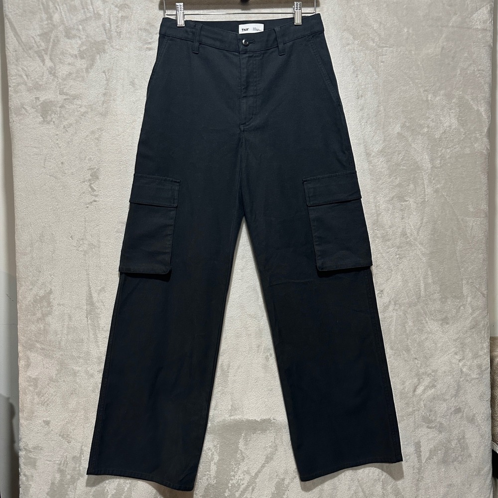 Aritzia TNA Supply Cargo Pants Black Wide Leg High Rise Size 4 118779